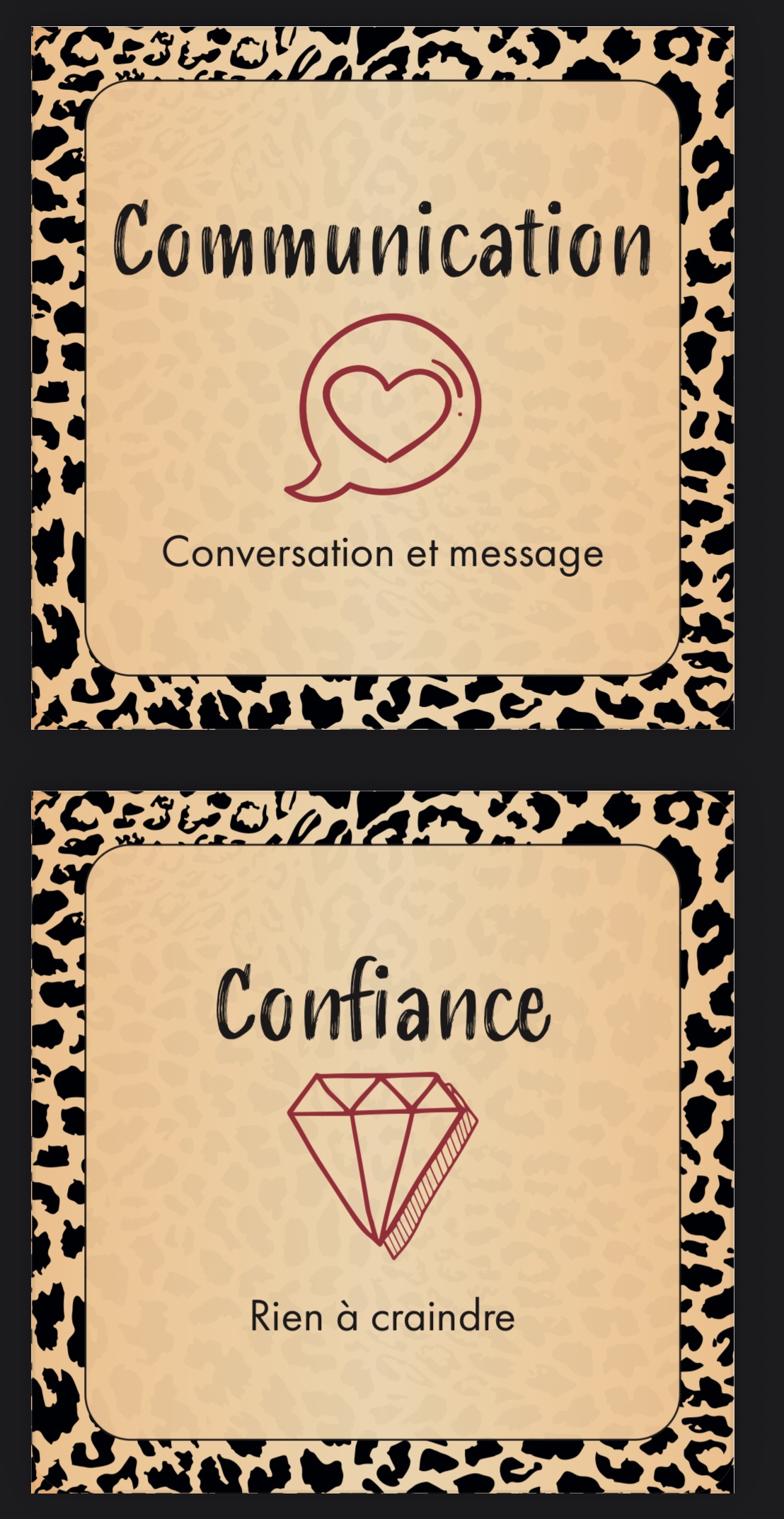 Savana Love Oracle
Jeu divinatoire - Oracle sentimental 52 cartes + notice | Édition limitée auto-éditée ( 29,90€ + 5 de frais de ports ) – Image 3