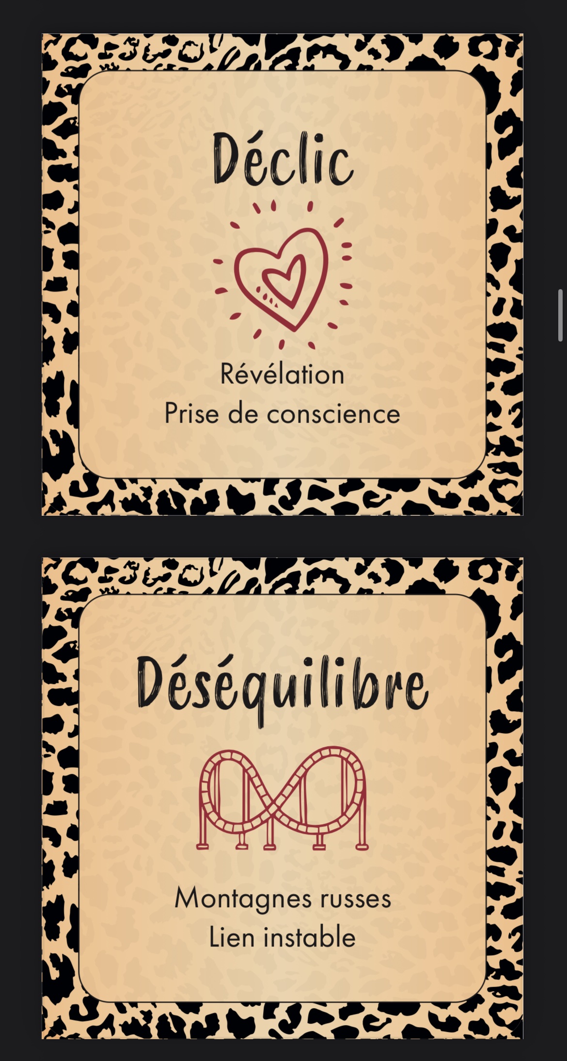 Savana Love Oracle
Jeu divinatoire - Oracle sentimental 52 cartes + notice | Édition limitée auto-éditée ( 29,90€ + 5 de frais de ports ) – Image 4