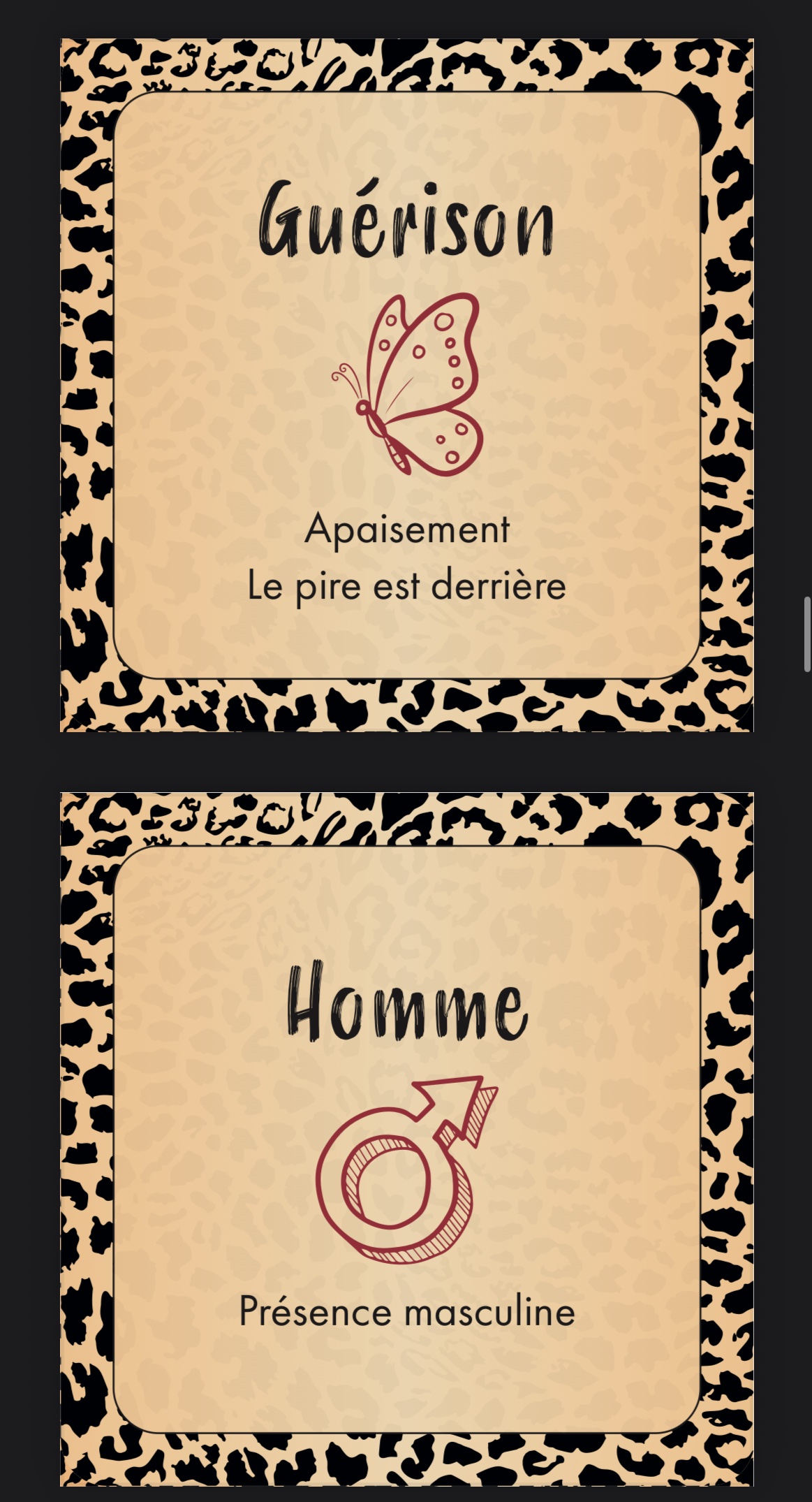 Savana Love Oracle
Jeu divinatoire - Oracle sentimental 52 cartes + notice | Édition limitée auto-éditée ( 29,90€ + 5 de frais de ports ) – Image 5